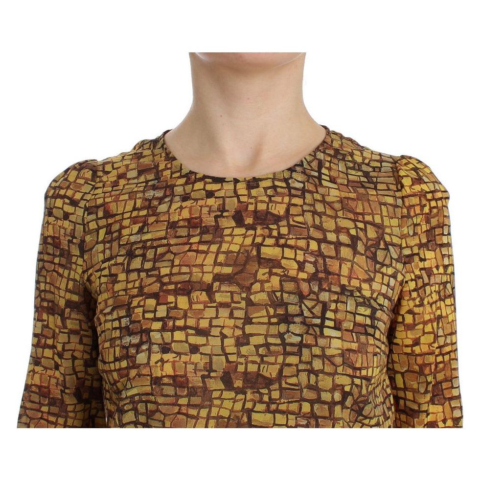 Dolce & Gabbana Multicolor Mosaic Print Silk Blouse T-shirt