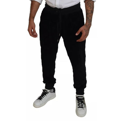 Dolce & Gabbana Black Cotton Skinny Jogger Sweatpants Pants
