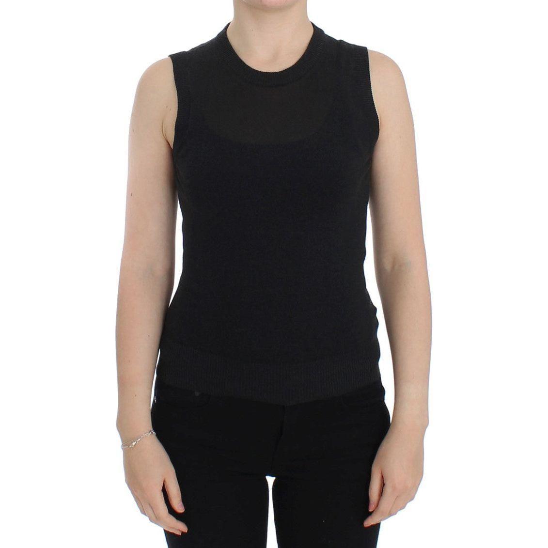 Dolce & Gabbana Black Sleeveless Crewneck Vest Pullover 1728,67345645728,70% Viscose,Black,Clothing,Dolce & Gabbana,IT36|XXS,IT38|XS,Material: 30% Cotton,New with tags,Sleeveless - Sweaters - Clothing,Sweaters - Clothing,Tops & T-Shirts - Women - Clothing