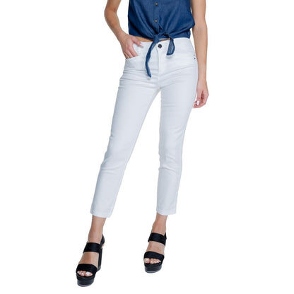 Street One White Cotton Casual Pants