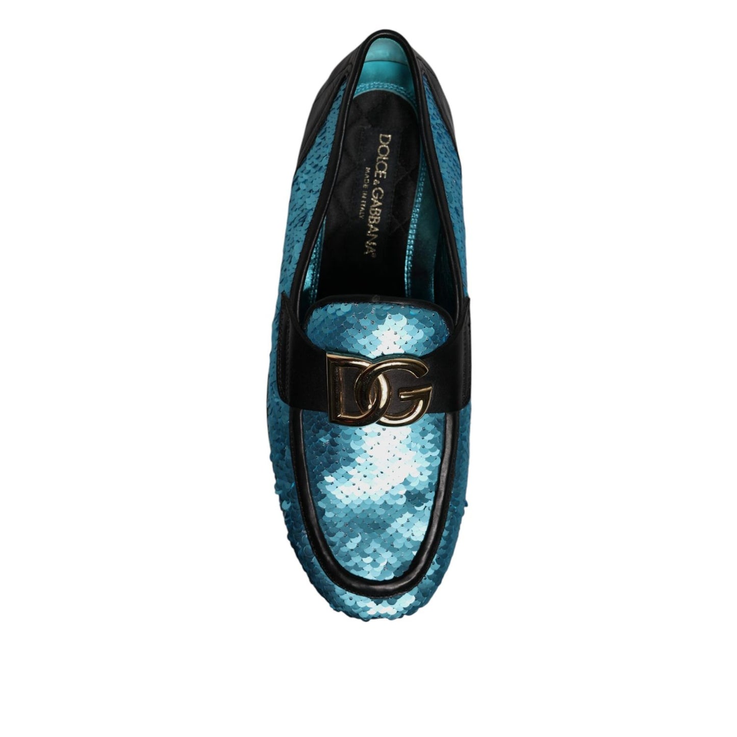 Dolce & Gabbana Blue Sequined Loafers Formal Dress Shoes