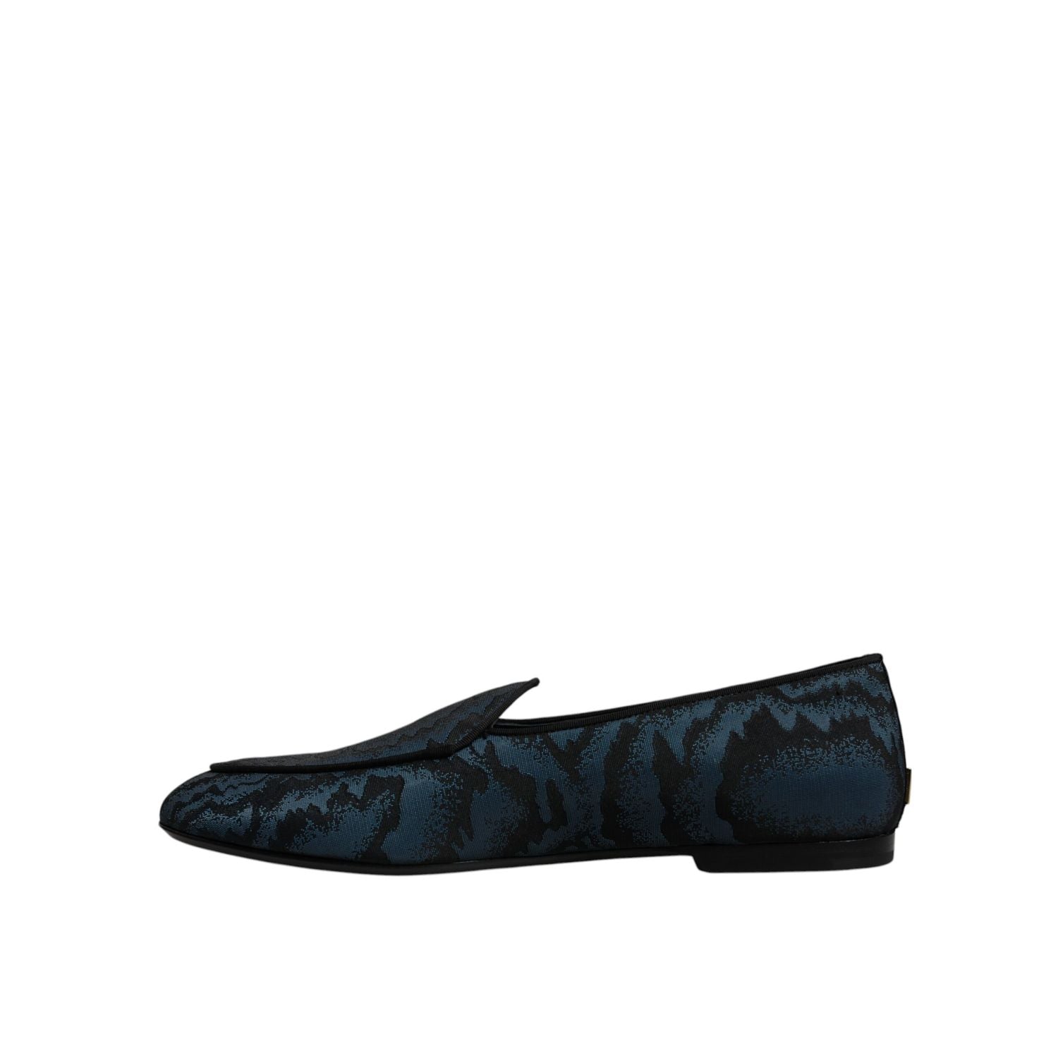 Dolce & Gabbana Blue Black Flats Men Loafers Dress Shoes
