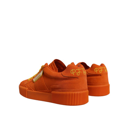 Dolce & Gabbana Orange Miami Leather Low Top Sneakers Shoes