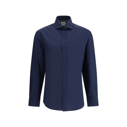 Brunello Cucinelli Blue Cotton Shirt