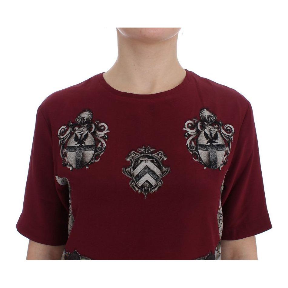 Dolce & Gabbana Red Knight Print Silk Blouse T-shirt