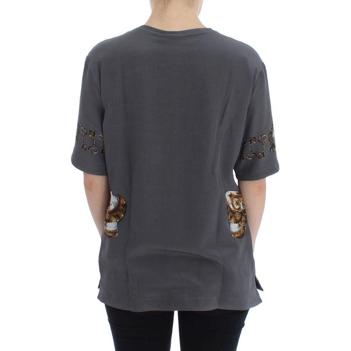 Dolce & Gabbana Enchanted Sicily Silk Blouse with Knight Print Dolce & Gabbana