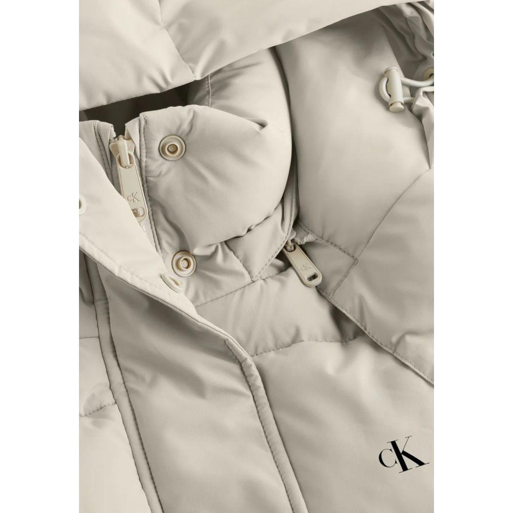 Calvin Klein Jeans Beige Recycled Polyester Jackets & Coat Calvin Klein Jeans