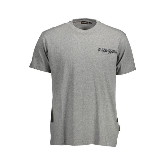 Napapijri Gray Cotton Men T-Shirt Napapijri