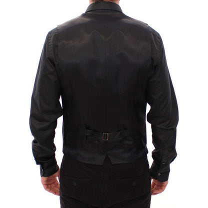 Dolce & Gabbana Black Striped Wool Logo Vest