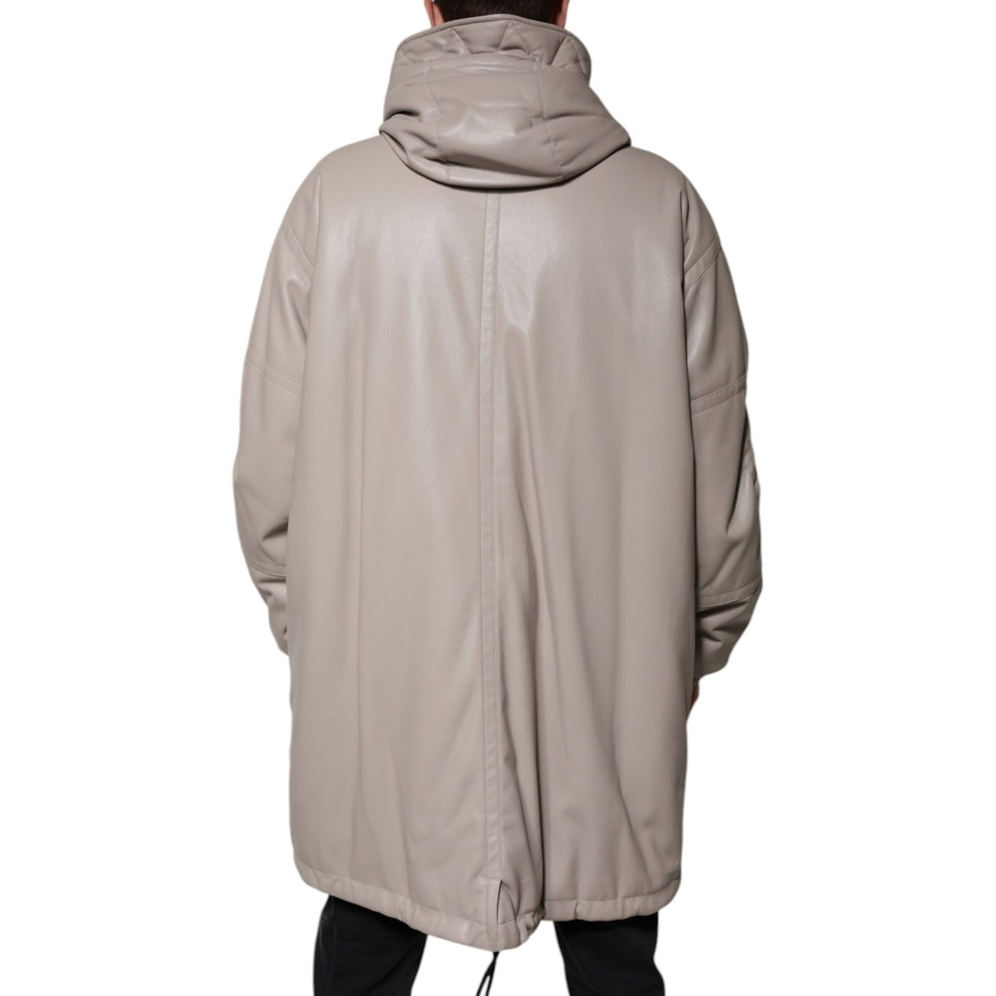 MSGM Beige Full Zip Hooded Long Sleeves Casual Coat Jacket MSGM