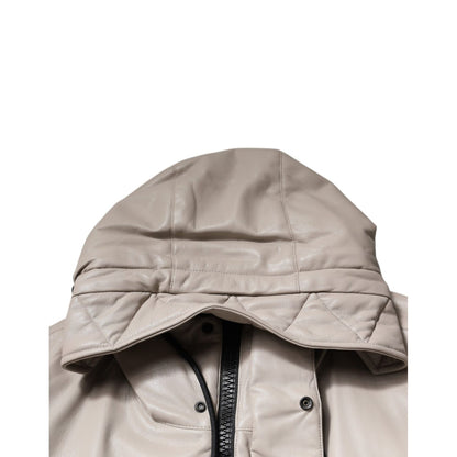 MSGM Beige Full Zip Hooded Long Sleeves Casual Coat Jacket MSGM