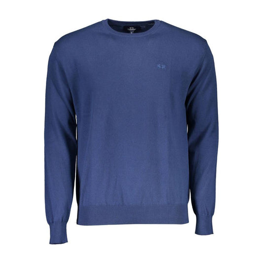 La Martina Blue Cotton Men Sweater La Martina