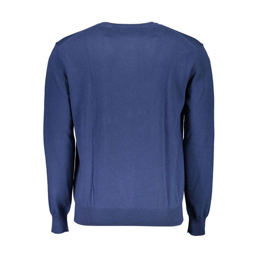 La Martina Blue Cotton Men Sweater La Martina