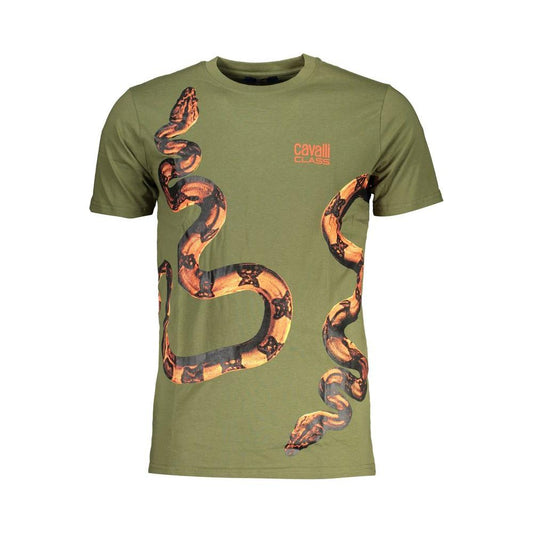 Cavalli Class Green Cotton T-Shirt