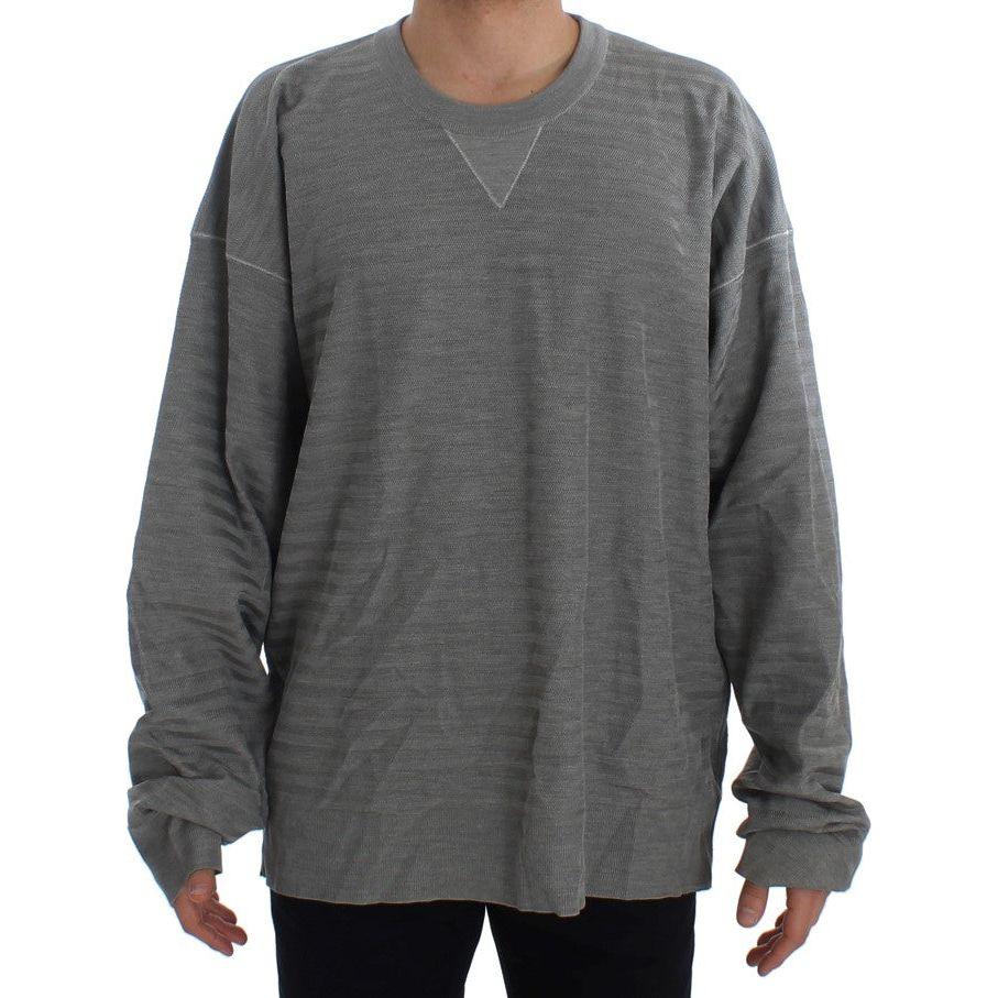 Dolce & Gabbana Gray Crewneck Pullover Silk Sweater 1728,5% Elastane,67345645728,Clothing,Dolce & Gabbana,Gray,IT48 | M,Material: 95% Viscose,Men,Men - Clothing,New with tags,Sweaters - Clothing,Sweaters - Men - Clothing,Sweatshirts - Sweaters - Clothing