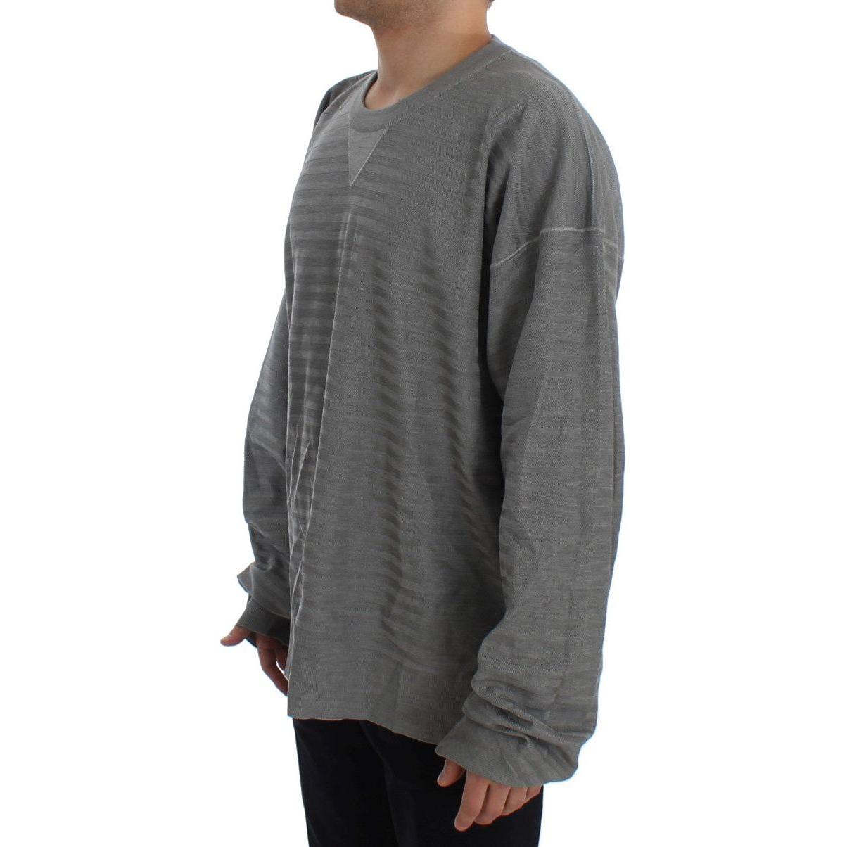 Dolce & Gabbana Gray Crewneck Pullover Silk Sweater 1728,5% Elastane,67345645728,Clothing,Dolce & Gabbana,Gray,IT48 | M,Material: 95% Viscose,Men,Men - Clothing,New with tags,Sweaters - Clothing,Sweaters - Men - Clothing,Sweatshirts - Sweaters - Clothing