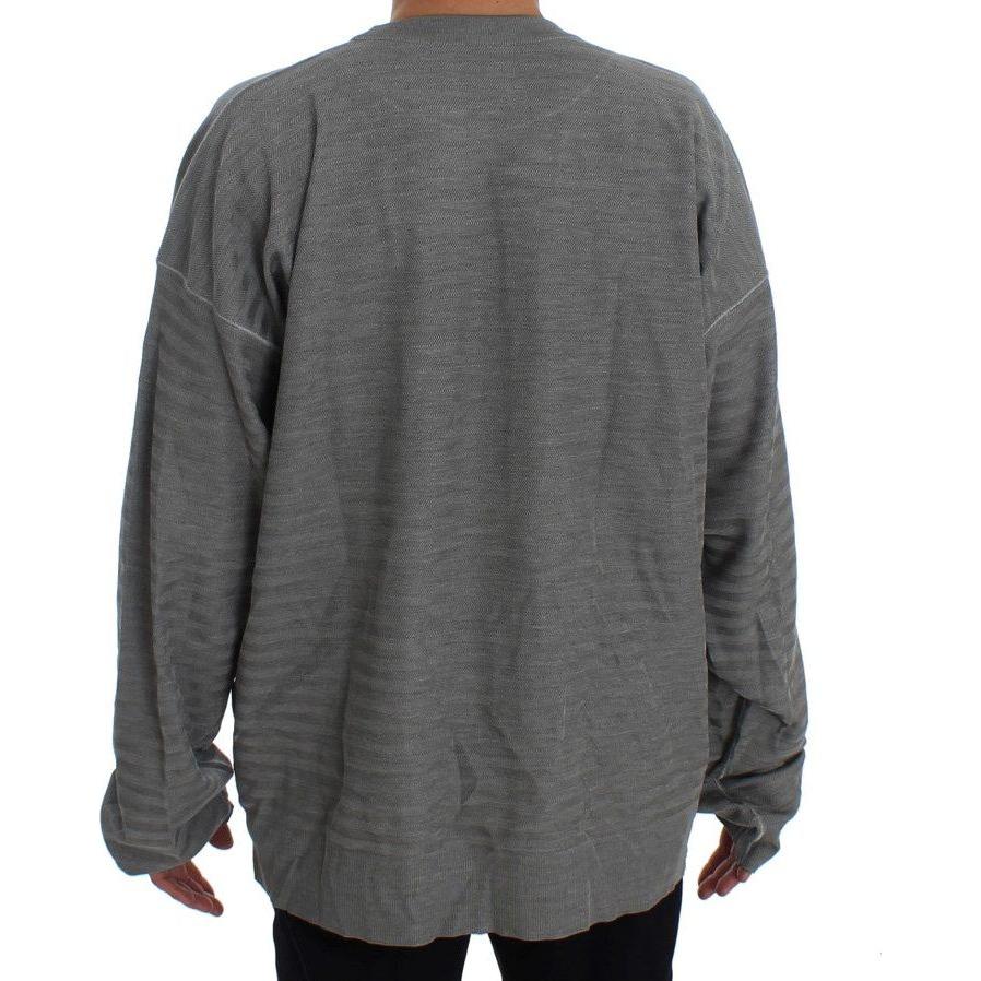 Dolce & Gabbana Gray Crewneck Pullover Silk Sweater 1728,5% Elastane,67345645728,Clothing,Dolce & Gabbana,Gray,IT48 | M,Material: 95% Viscose,Men,Men - Clothing,New with tags,Sweaters - Clothing,Sweaters - Men - Clothing,Sweatshirts - Sweaters - Clothing