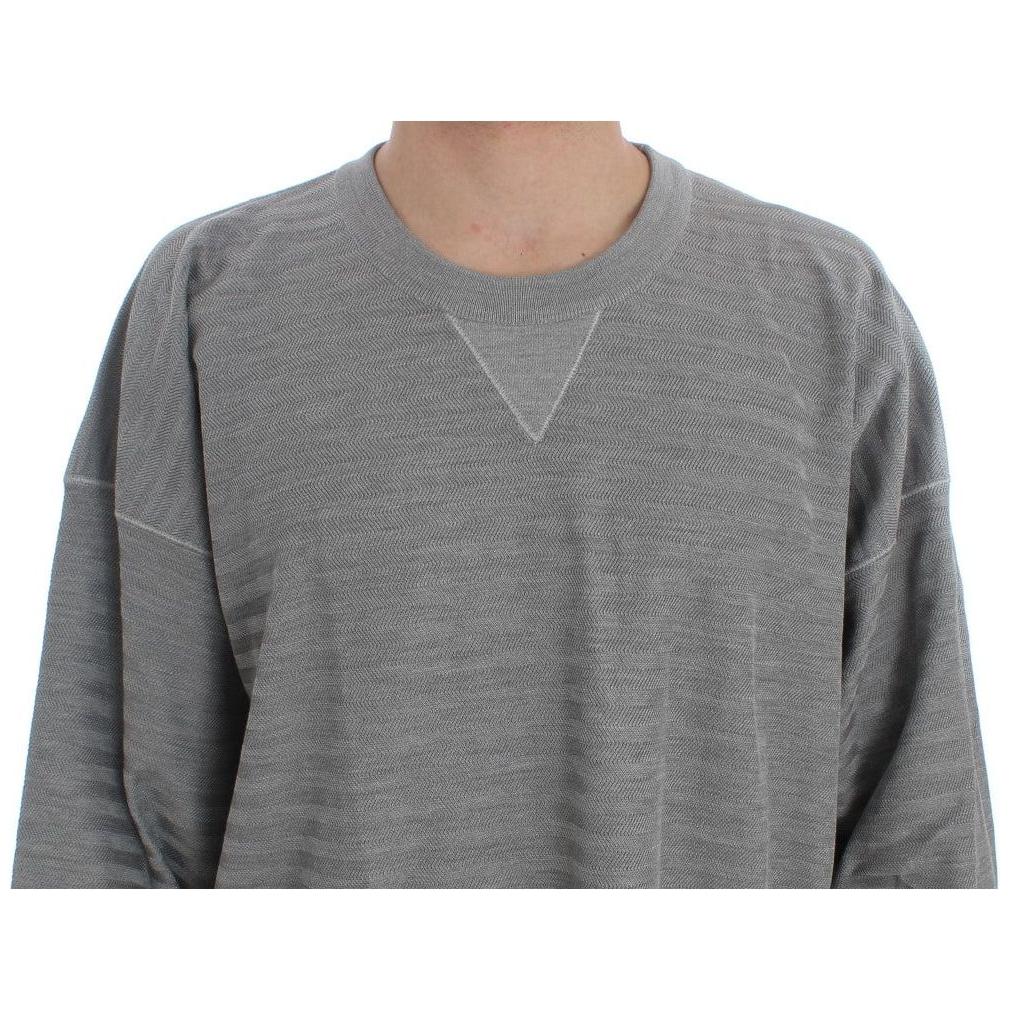 Dolce & Gabbana Gray Crewneck Pullover Silk Sweater 1728,5% Elastane,67345645728,Clothing,Dolce & Gabbana,Gray,IT48 | M,Material: 95% Viscose,Men,Men - Clothing,New with tags,Sweaters - Clothing,Sweaters - Men - Clothing,Sweatshirts - Sweaters - Clothing