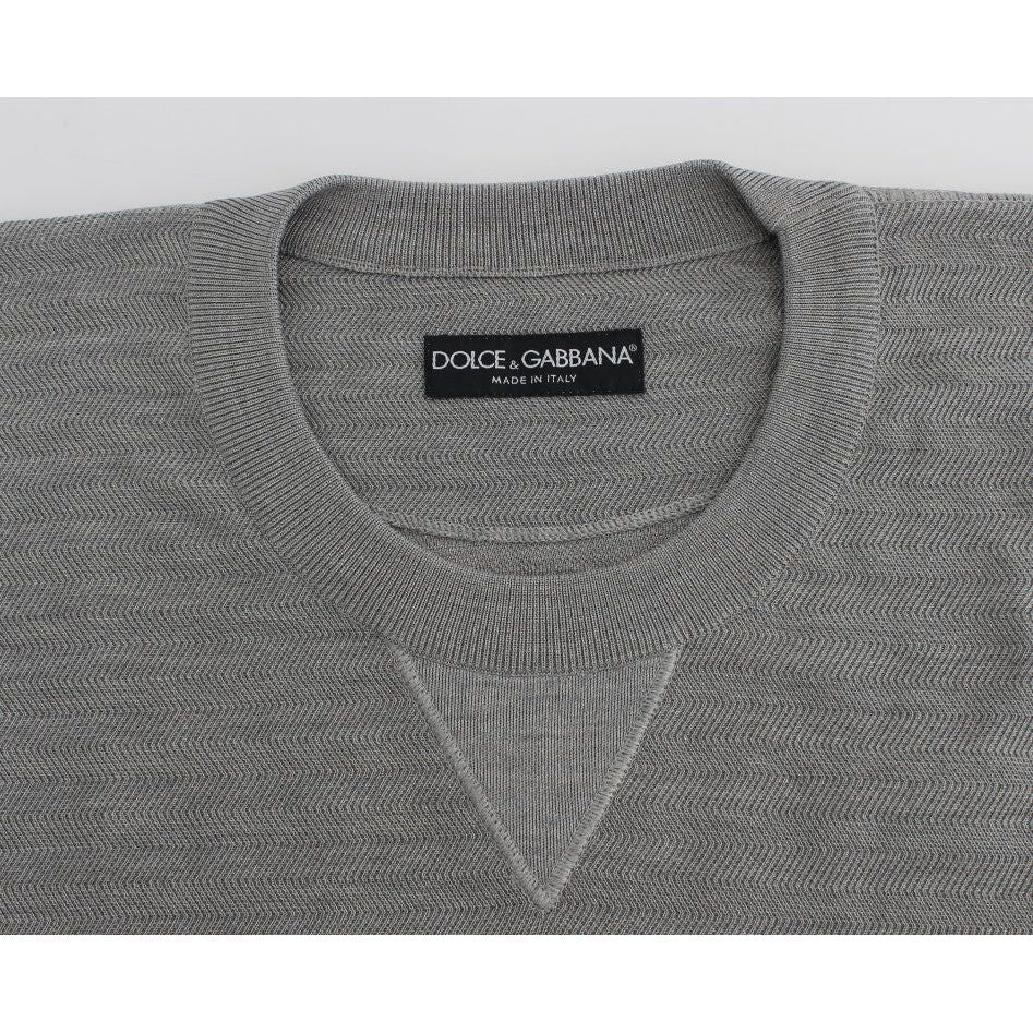 Dolce & Gabbana Gray Crewneck Pullover Silk Sweater 1728,5% Elastane,67345645728,Clothing,Dolce & Gabbana,Gray,IT48 | M,Material: 95% Viscose,Men,Men - Clothing,New with tags,Sweaters - Clothing,Sweaters - Men - Clothing,Sweatshirts - Sweaters - Clothing