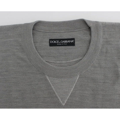 Dolce & Gabbana Gray Crewneck Pullover Silk Sweater 1728,5% Elastane,67345645728,Clothing,Dolce & Gabbana,Gray,IT48 | M,Material: 95% Viscose,Men,Men - Clothing,New with tags,Sweaters - Clothing,Sweaters - Men - Clothing,Sweatshirts - Sweaters - Clothing