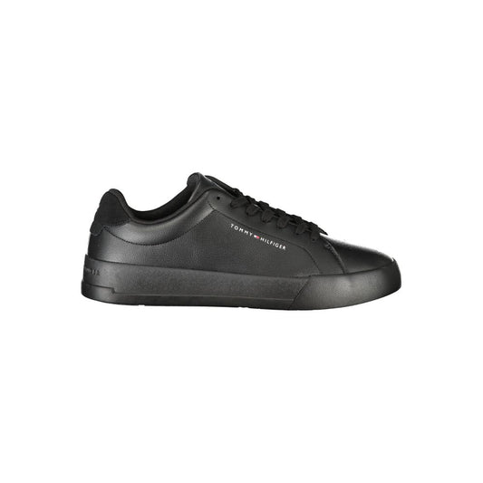 Tommy Hilfiger Black Leather Men Sneaker Tommy Hilfiger