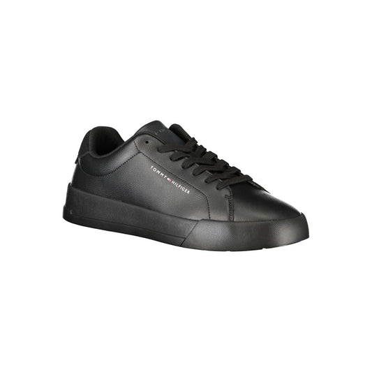 Tommy Hilfiger Black Leather Men Sneaker Tommy Hilfiger