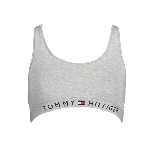 Tommy Hilfiger Gray Cotton Women Sports Bra Tommy Hilfiger