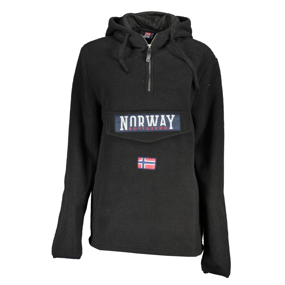 Norway 1963 Elegant Black Half Zip Hooded Sweatshirt Norway 1963