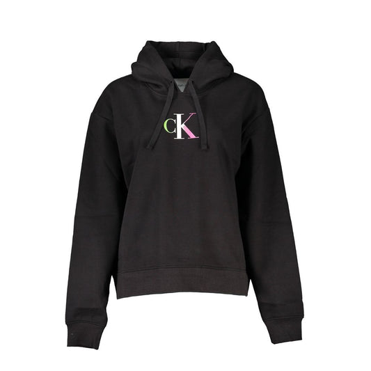 Calvin Klein Chic Black Hooded Sweatshirt with Fleece Interior Calvin Klein