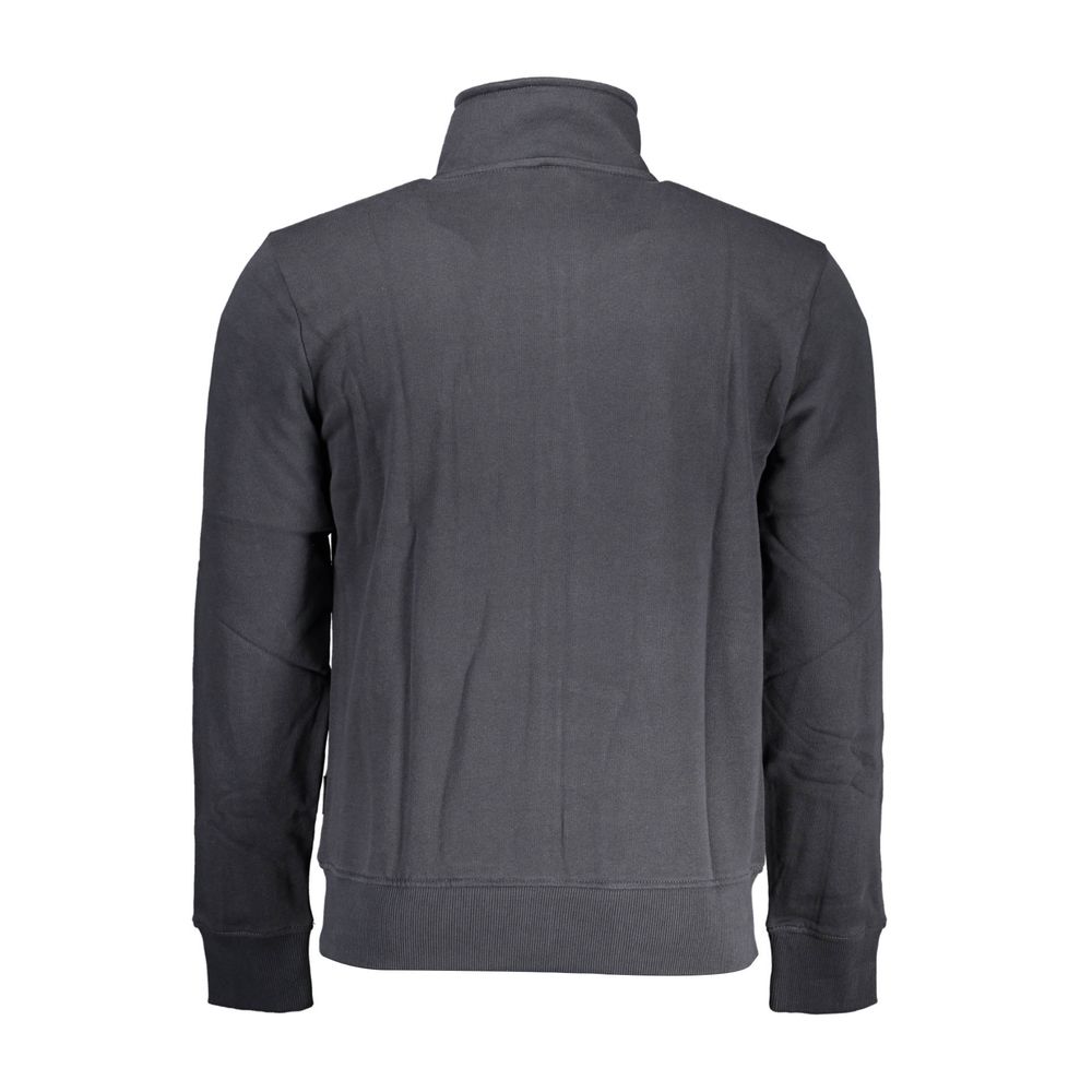 Napapijri Black Cotton Men Sweater with Zip and Pockets Napapijri