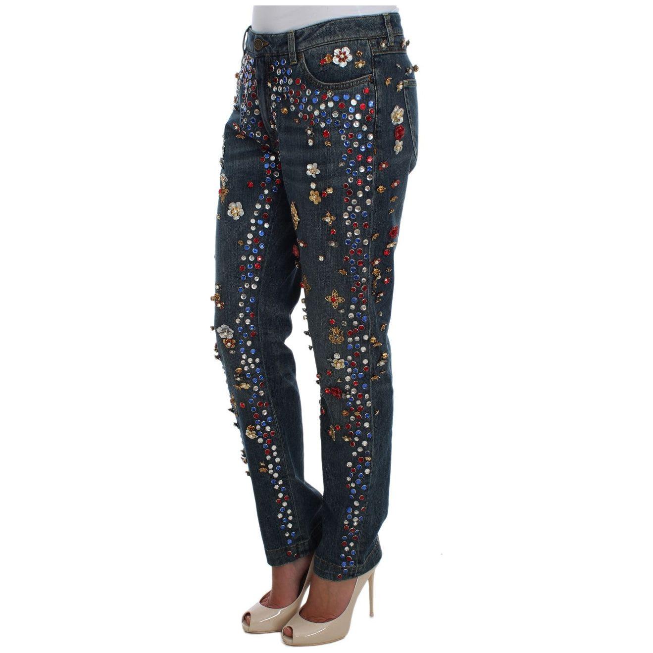 Dolce & Gabbana Enchanted Sicily Crystal Heart Boyfriend Jeans Dolce & Gabbana