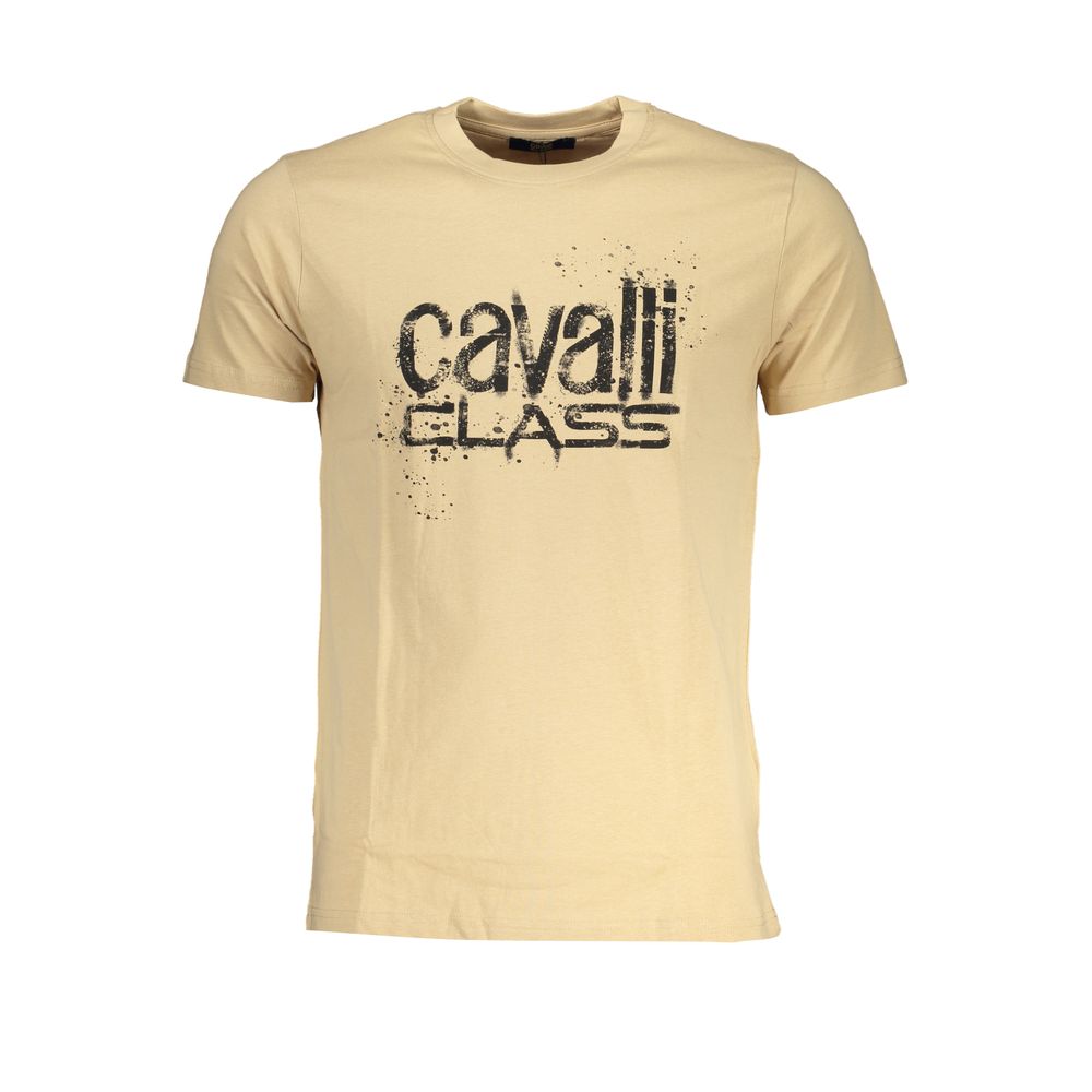 Cavalli Class Beige Cotton T-Shirt Cavalli Class