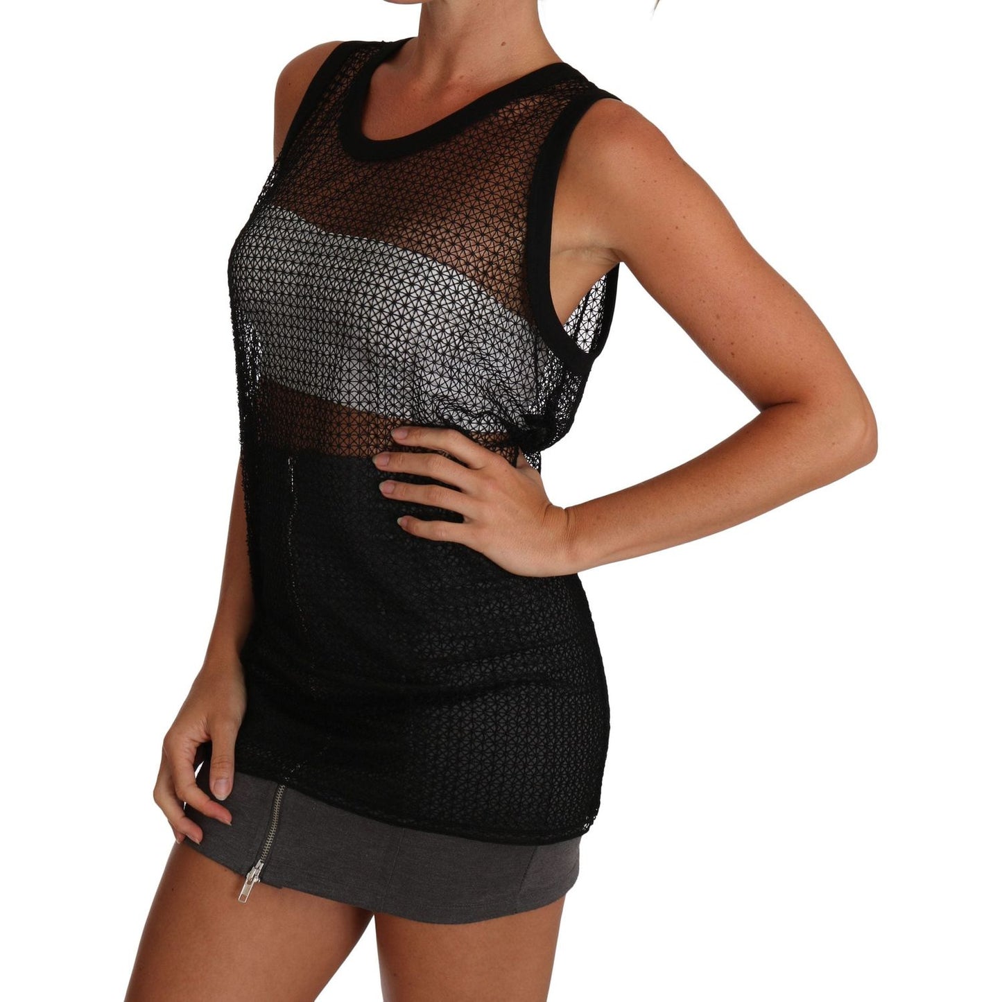 Dolce & Gabbana Elegant Sleeveless Black Mesh Top Dolce & Gabbana