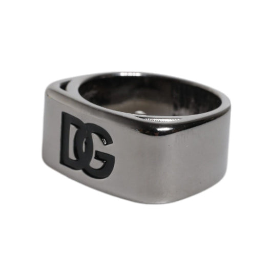 Dolce & Gabbana Silver Tone Brass Anello DG Logo Ring