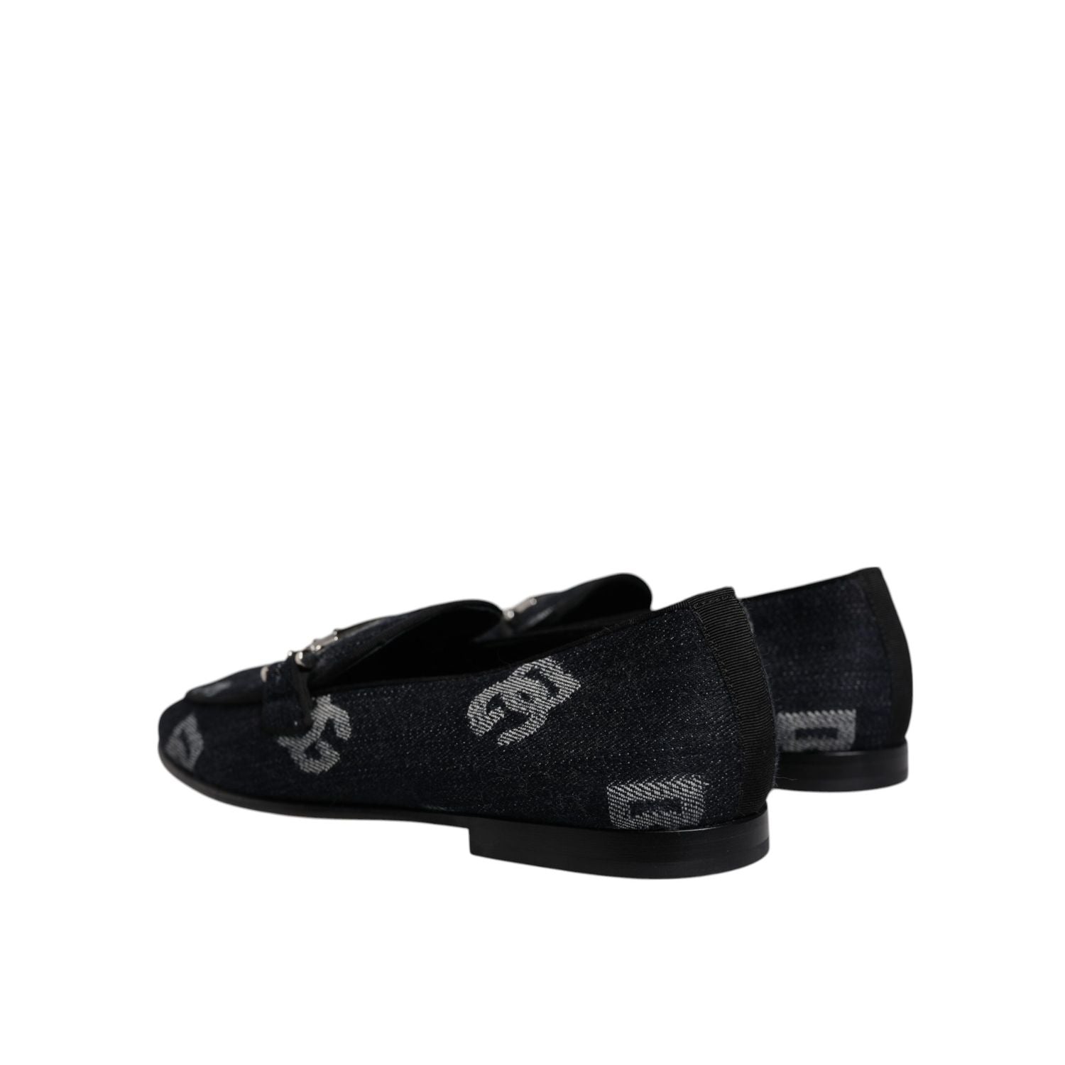 Dolce & Gabbana Black Logo Cotton Loafers Formal Dress Shoes