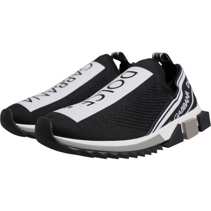 Dolce & Gabbana Black White Slip On Sorrento Sneakers Shoes