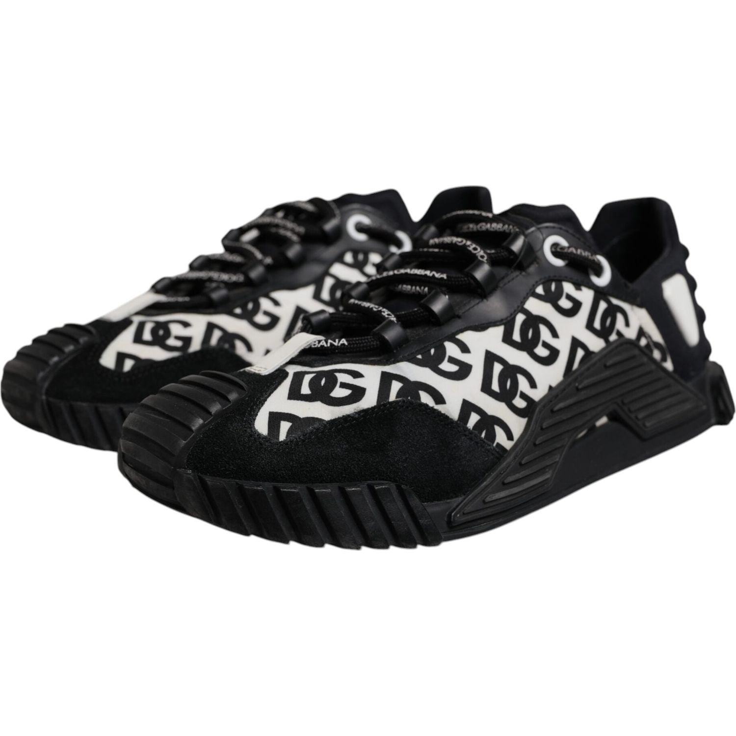 Dolce & Gabbana Black Logo Lace Up Low Top NS1 Sneakers Shoes