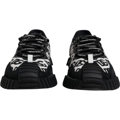 Dolce & Gabbana Black Logo Lace Up Low Top NS1 Sneakers Shoes