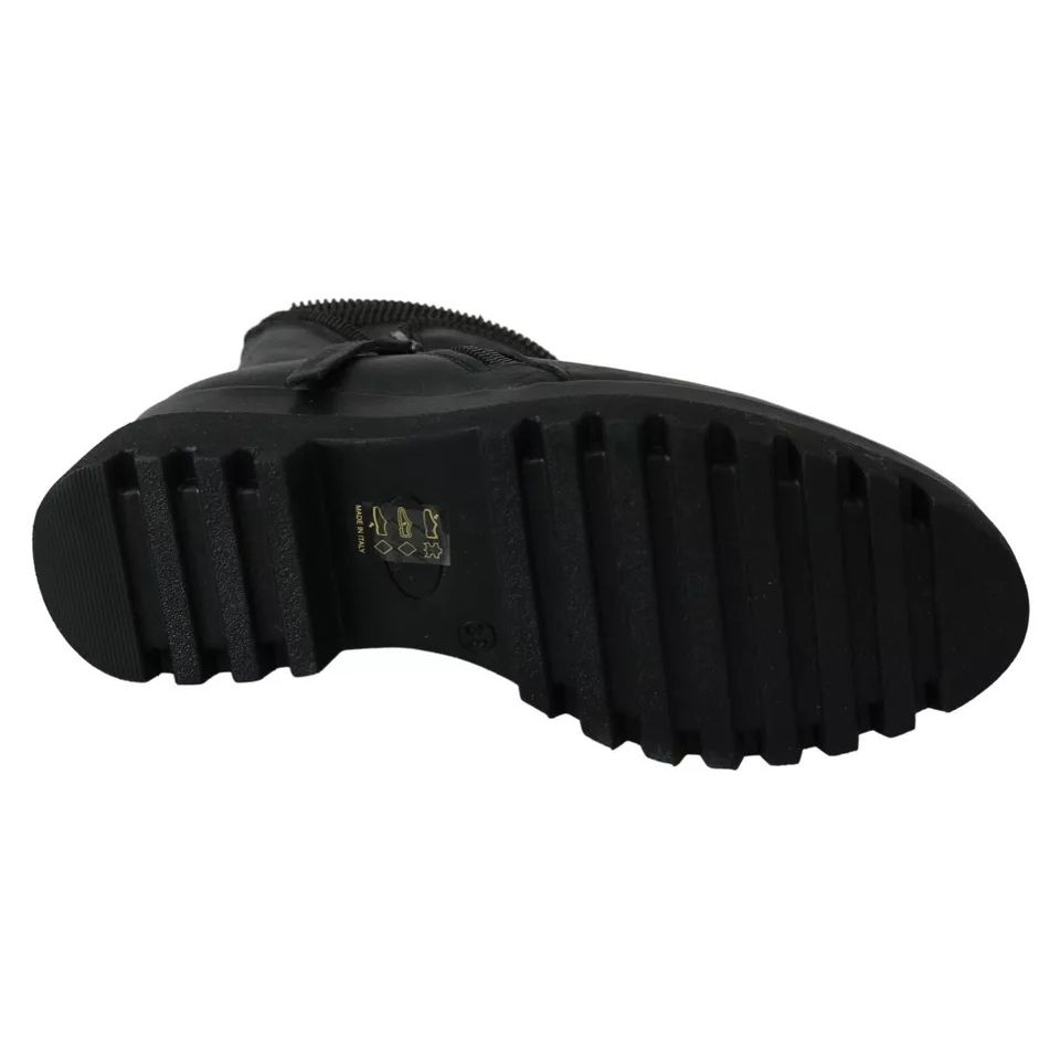 Ovyé Black Leather Zipper Ankle Boots Shoes Ovyé