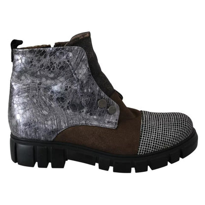 EBARRITO Multicolor Leather Suede Zipper Ankle Boots Shoes EBARRITO