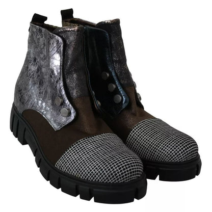 EBARRITO Multicolor Leather Suede Zipper Ankle Boots Shoes EBARRITO
