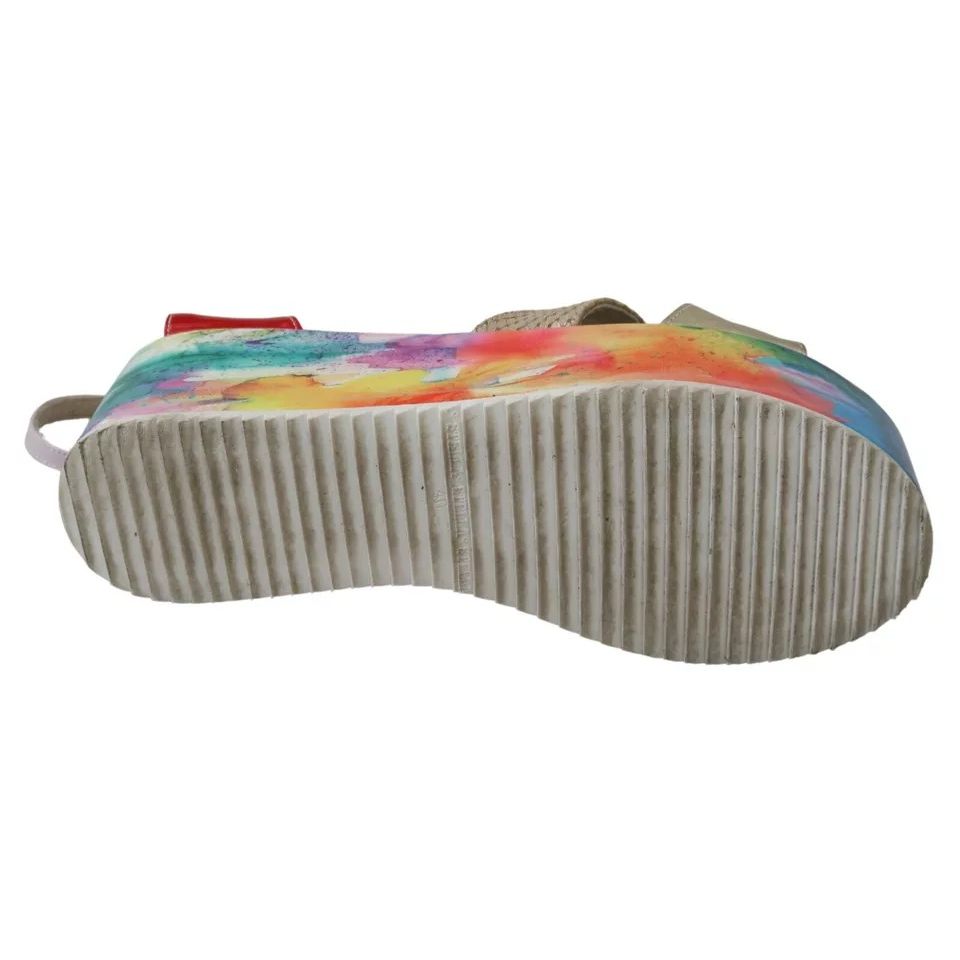 EBARRITO Multicolor Leather Ankle Strap Wedge Heel Sandals Shoes EBARRITO