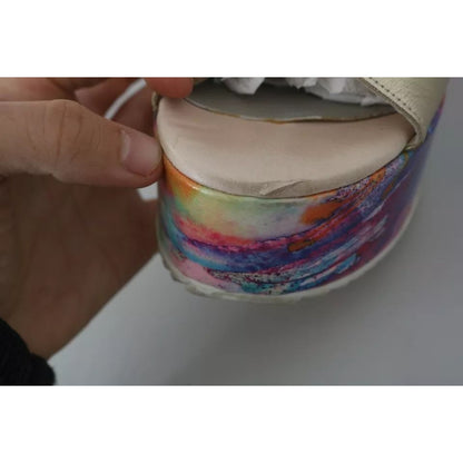 EBARRITO Multicolor Leather Ankle Strap Wedge Heel Sandals Shoes EBARRITO