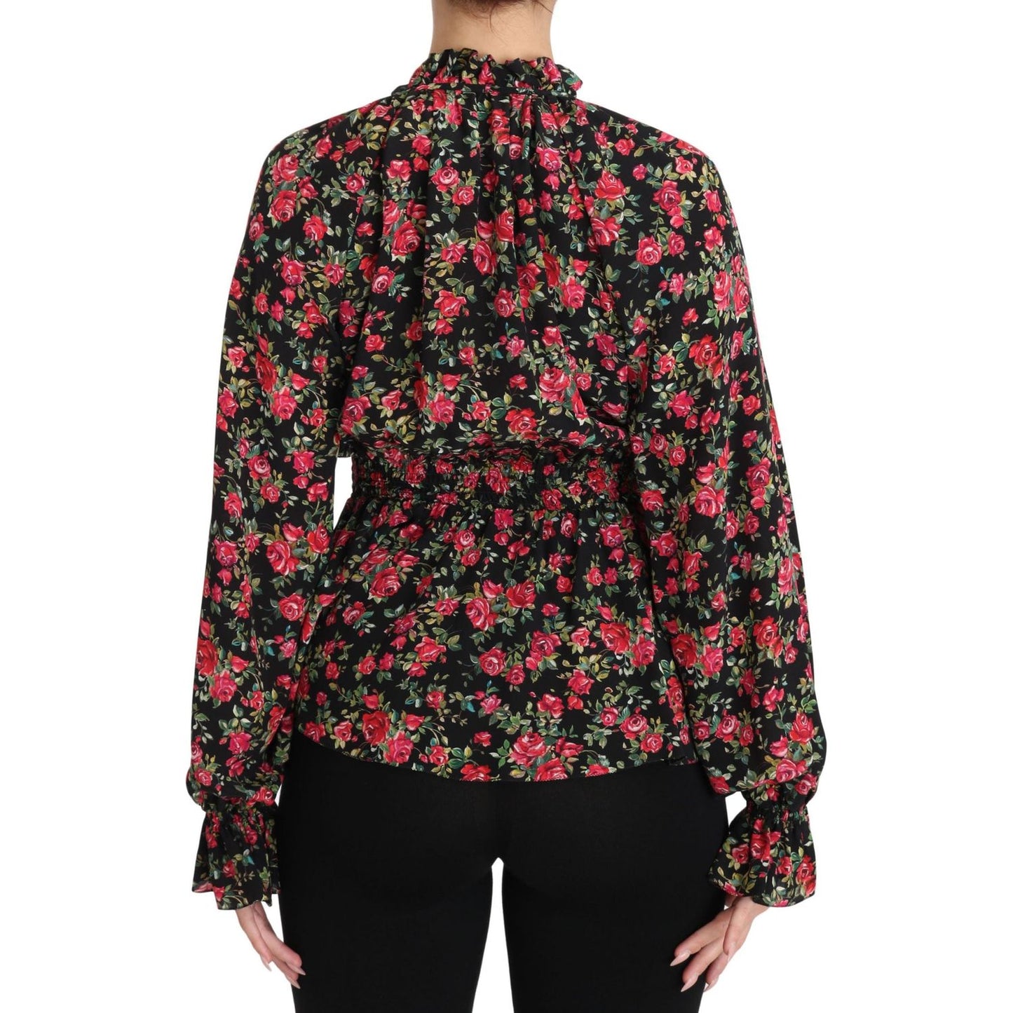 Dolce & Gabbana Elegant Black Floral Silk Shirt Dolce & Gabbana