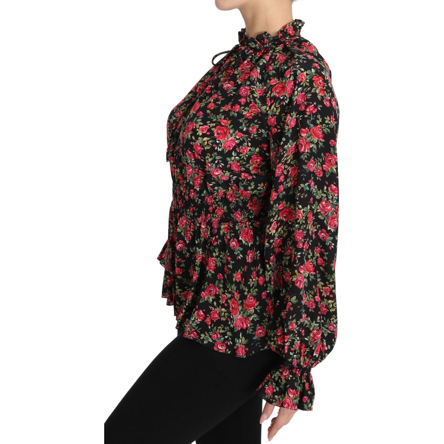 Dolce & Gabbana Elegant Black Floral Silk Shirt Dolce & Gabbana