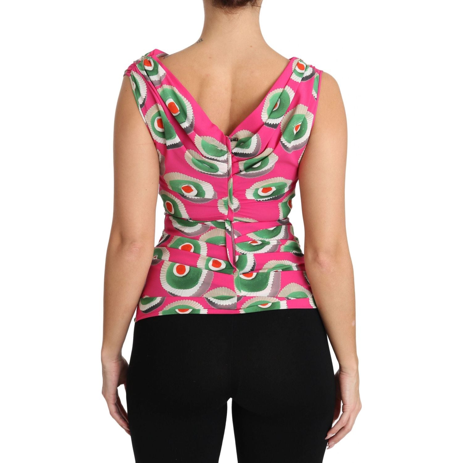 Dolce & Gabbana Pink Silk Stretch Sicilian Cake Top