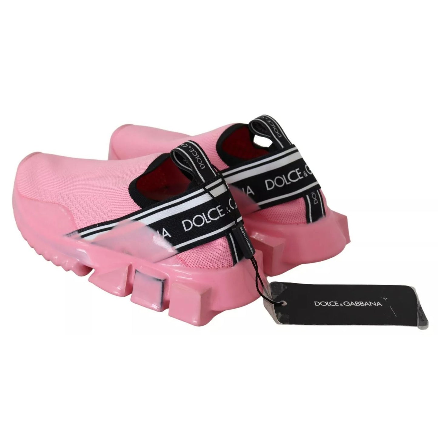 Dolce & Gabbana Pink Low Top Sorrento Sneakers Slip On Casual Shoes