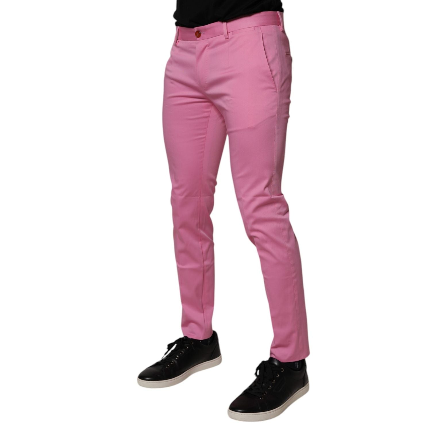 Dolce & Gabbana Pink Cotton Slim Fit Men Dress Formal Pants