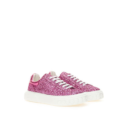 Casadei Fuchsia Fabric And Leather Low Top Sneakers Casadei