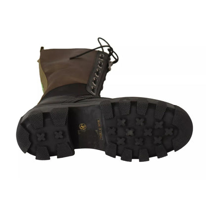 Gaelle Black Green High Combat Boots Lace Up Military Shoes Gaelle